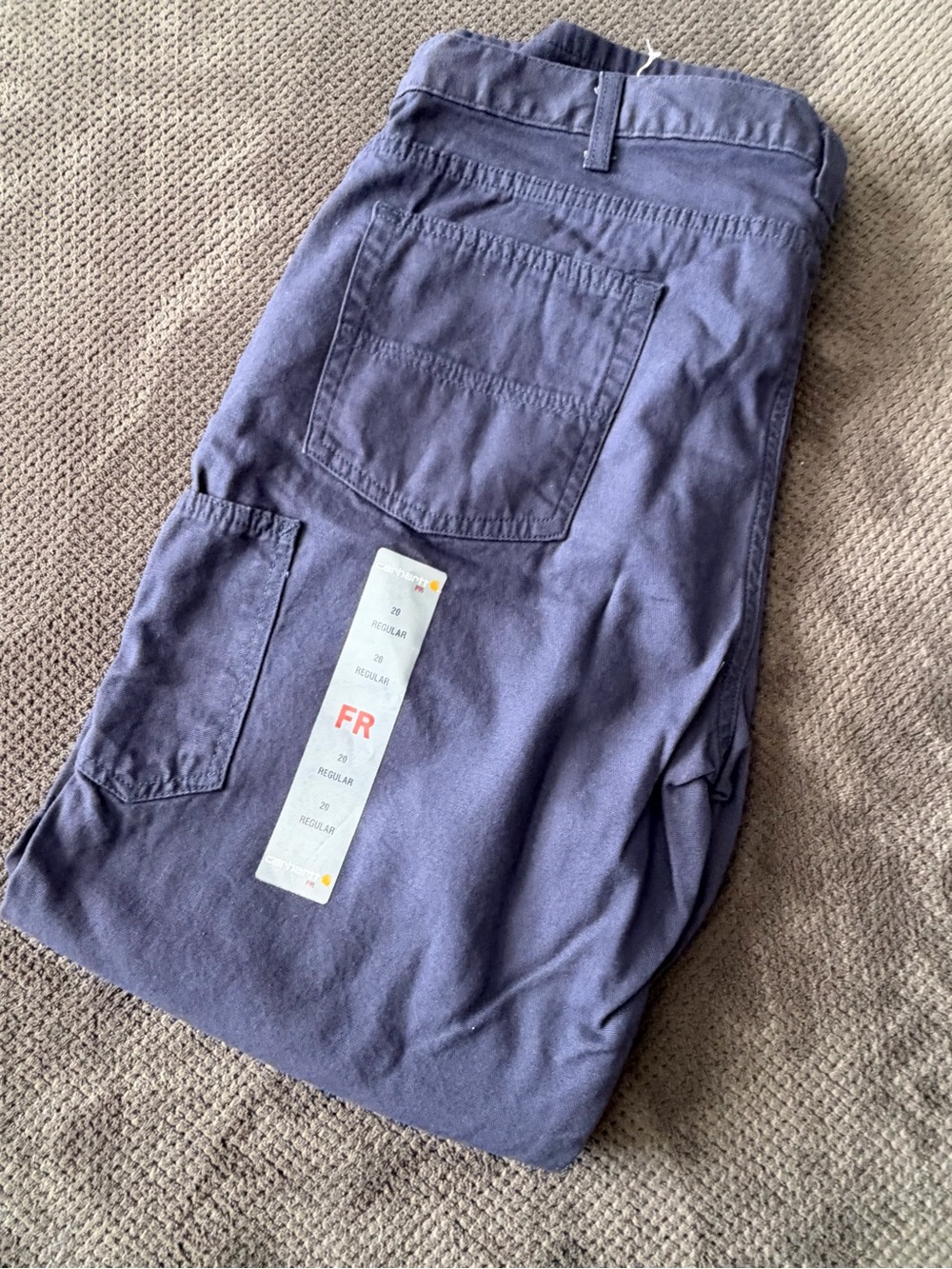 Carhartt FR Rugged Flex Canvas pant in Navy. Size 20